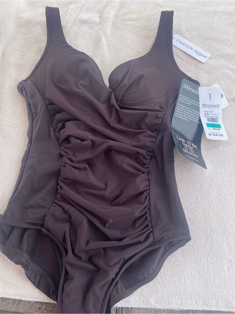 Miraclesuit Brown Ruched One-Piece Swimsuit